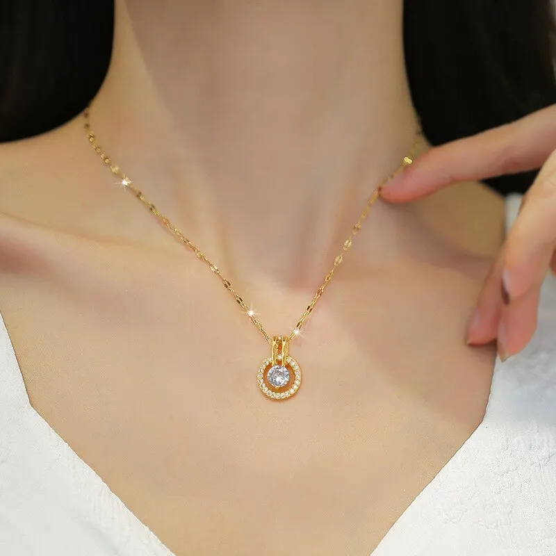 Gold Plated New Classic Dis Pendant Necklace