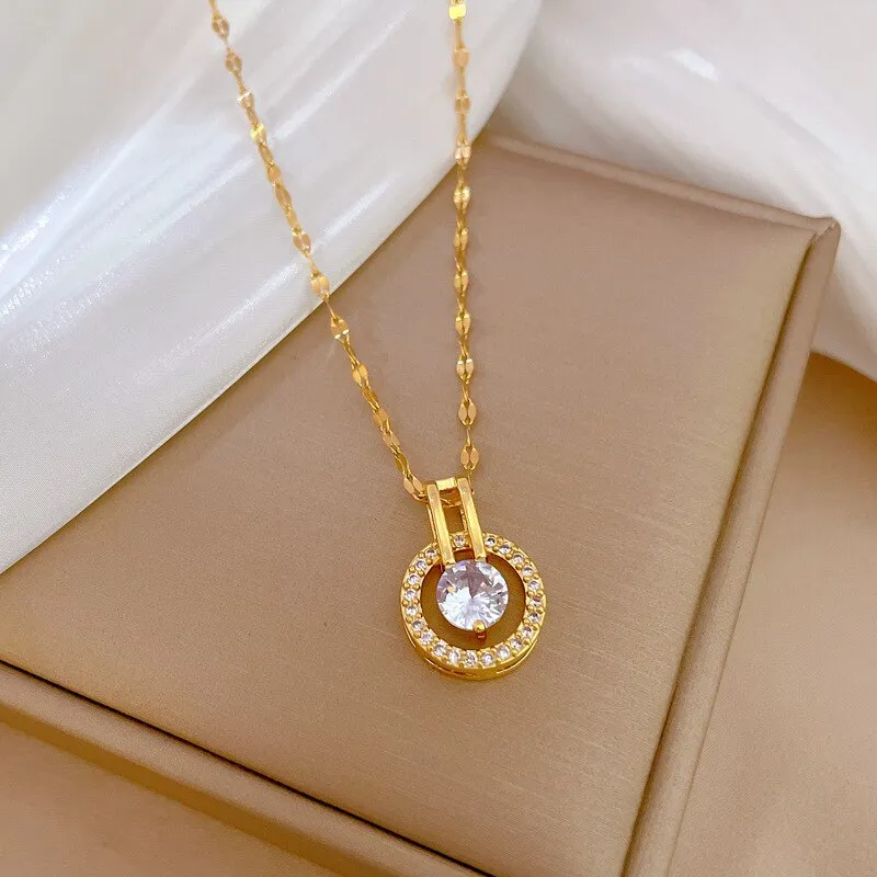 Gold Plated New Classic Dis Pendant Necklace