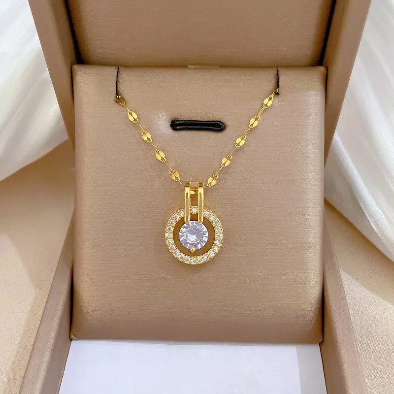Gold Plated New Classic Dis Pendant Necklace