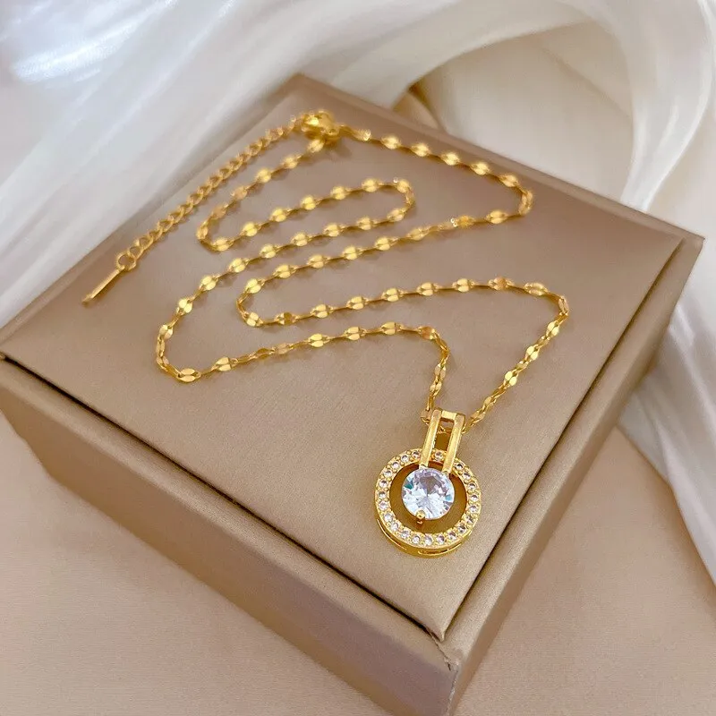 Gold Plated New Classic Dis Pendant Necklace