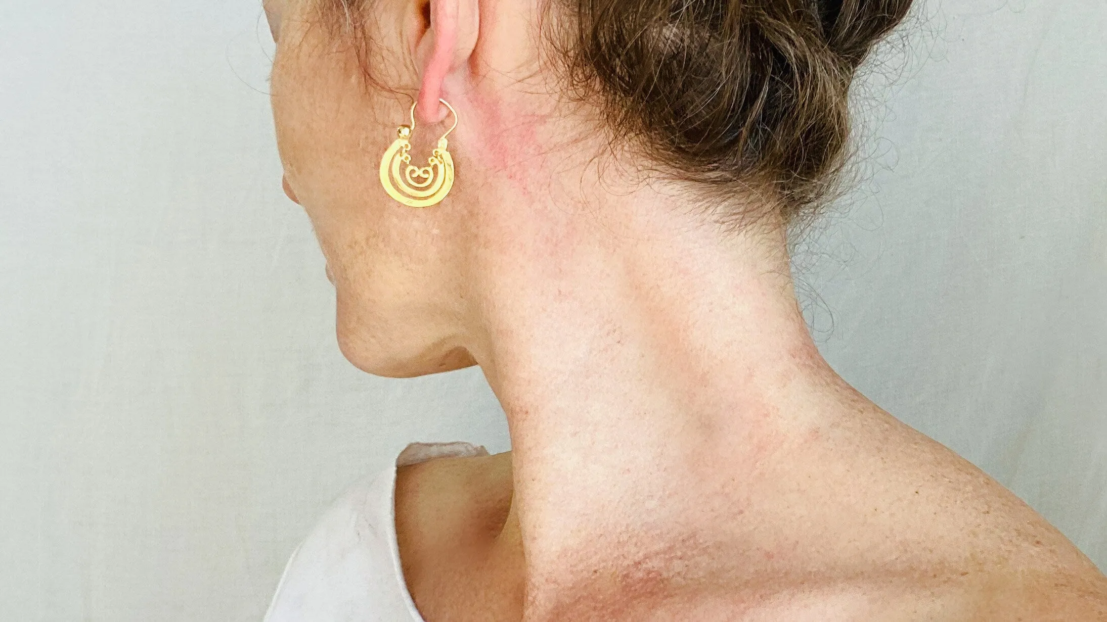 Gold Plated Oaxacan Earrings. Traditional Design. Sterling Silver. Vermeil. Oaxaca, Mexico.