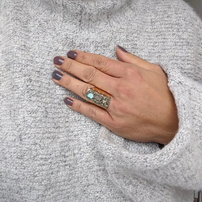 Gold Plated Raw Stone Ring