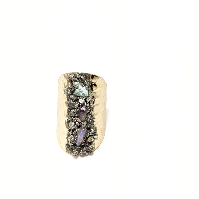 Gold Plated Raw Stone Ring