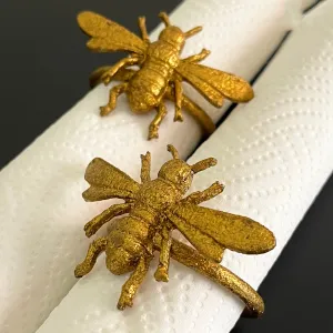 Gold Queen Bee Napkin Ring Set Of 2