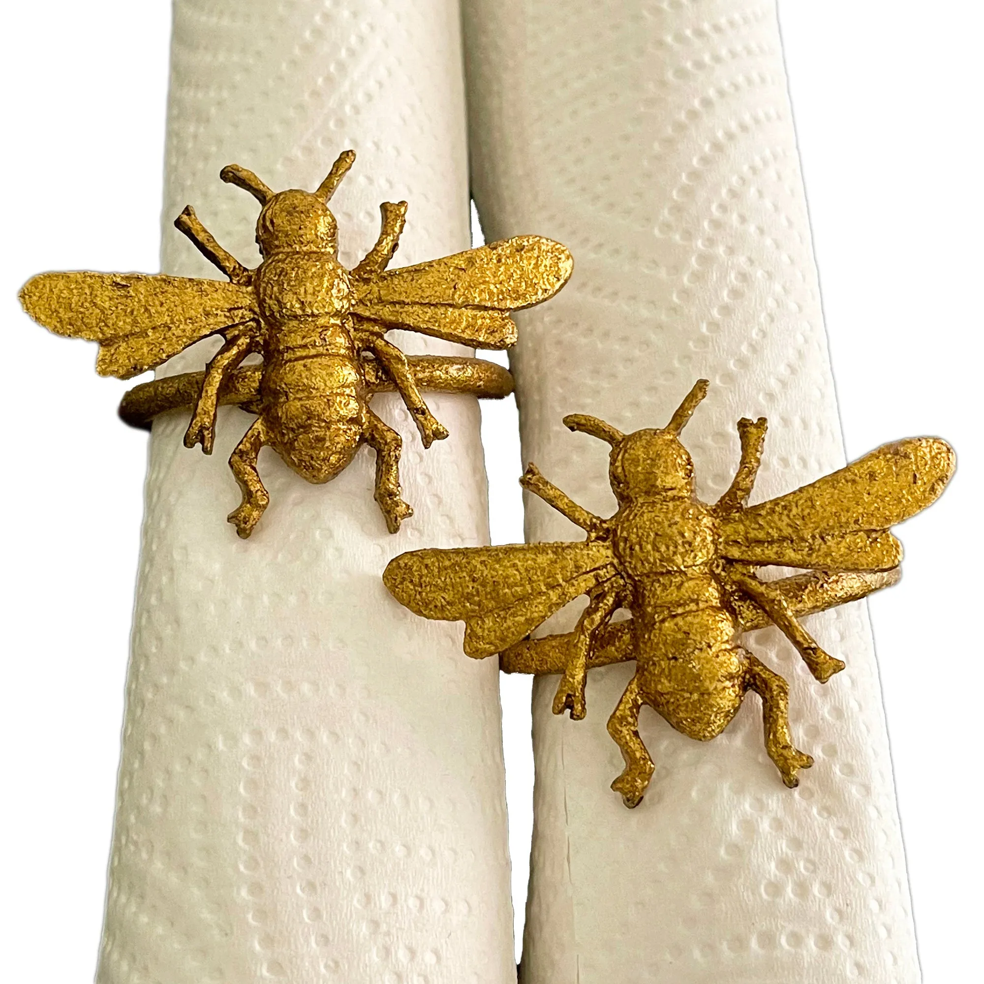 Gold Queen Bee Napkin Ring Set Of 2