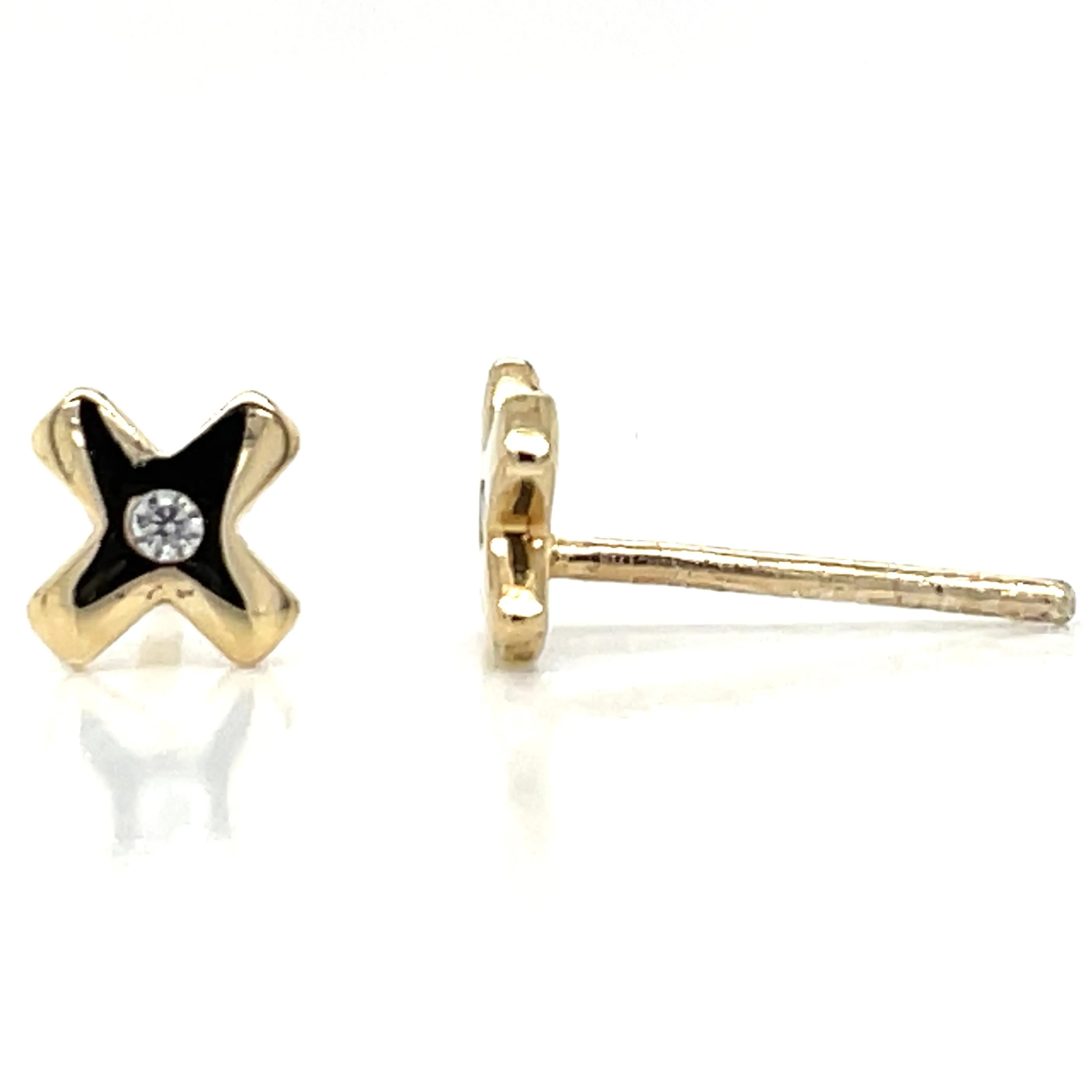 Golden CZ Set X Stud Earrings