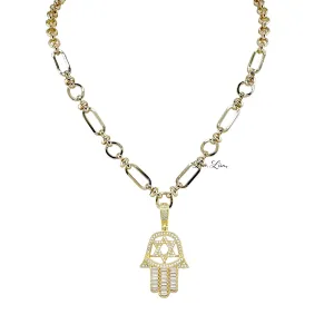 Hailey Hamsa Star of David Necklace
