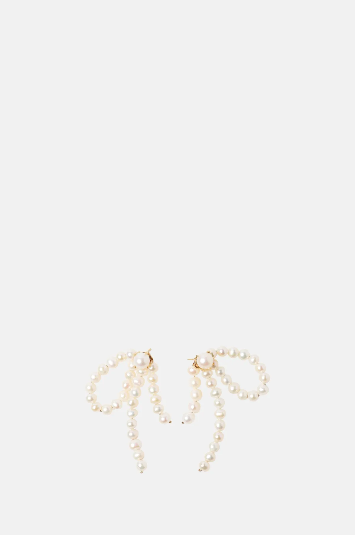 Half Bow Pearl Earrings