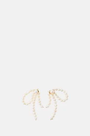Half Bow Pearl Earrings