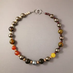 Handmade Multi-Agate & Pearl Necklace