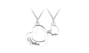 Heart Mother Daughter Pendant Necklace