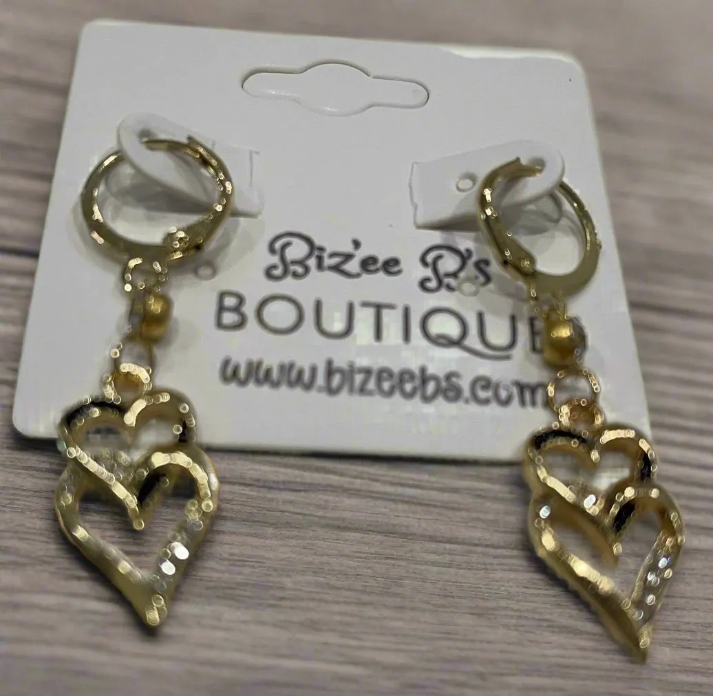 Heart Rhinestone Dangle Earrings