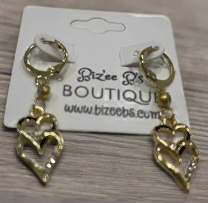 Heart Rhinestone Dangle Earrings