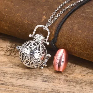 Hollow Ash Pendant Necklaces for Men Women,Floral Textured Cremation Urn Necklaces