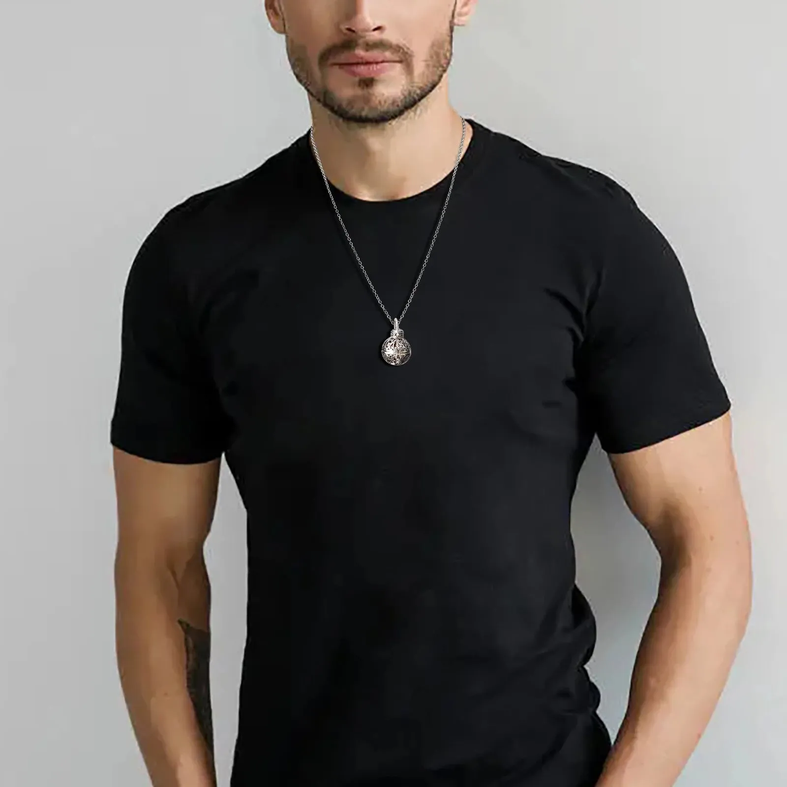 Hollow Ash Pendant Necklaces for Men Women,Floral Textured Cremation Urn Necklaces