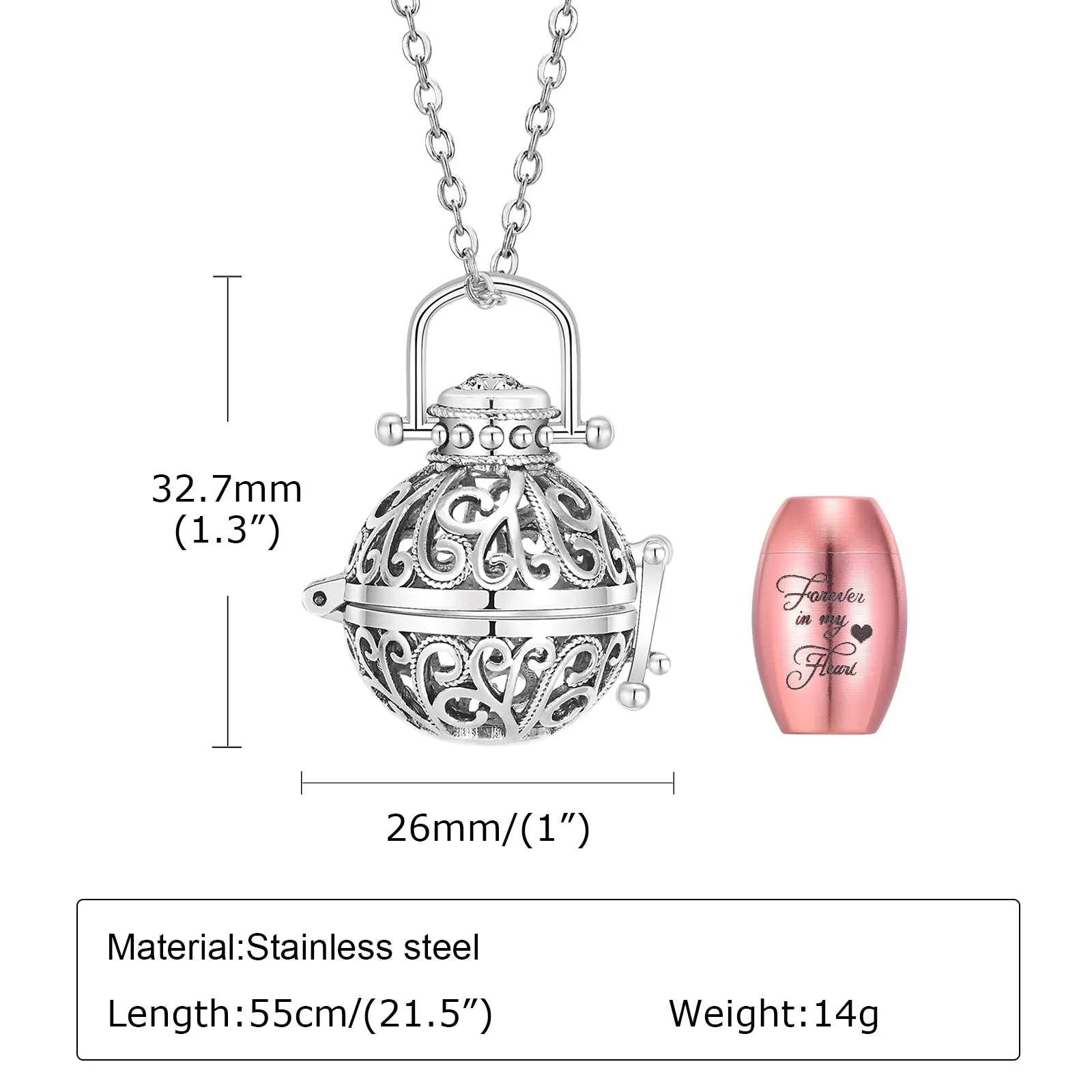 Hollow Ash Pendant Necklaces for Men Women,Floral Textured Cremation Urn Necklaces