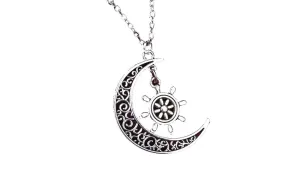 Hollow Flower Moon Boat Pendant Necklace