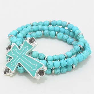 iLLASPARKZ Cross Howlite Stretch Bracelet