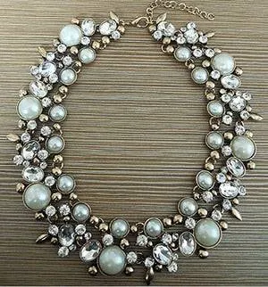 Indian Large Collar Chokar Necklace with Crystal Rhinestone Necklace for Women