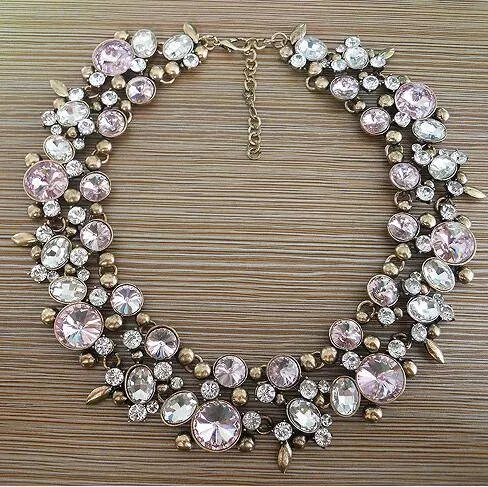 Indian Large Collar Chokar Necklace with Crystal Rhinestone Necklace for Women