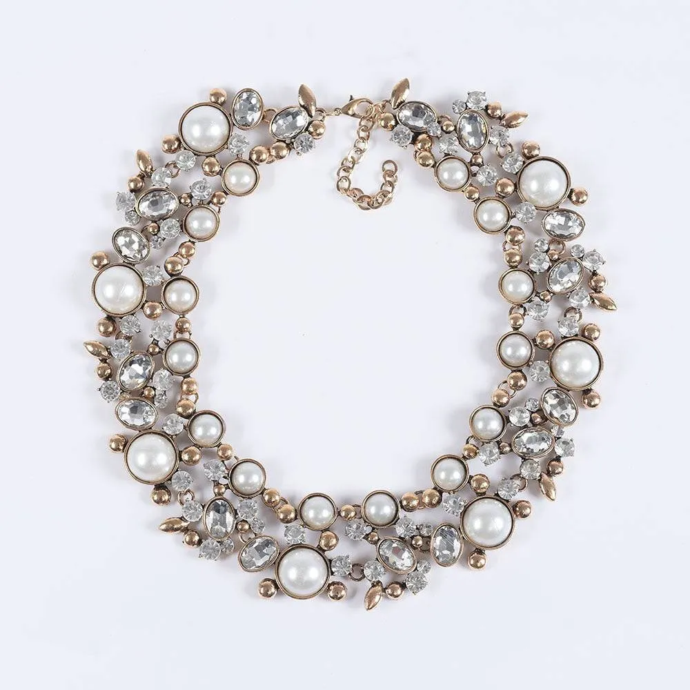 Indian Large Collar Chokar Necklace with Crystal Rhinestone Necklace for Women