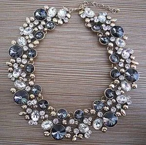 Indian Large Collar Chokar Necklace with Crystal Rhinestone Necklace for Women