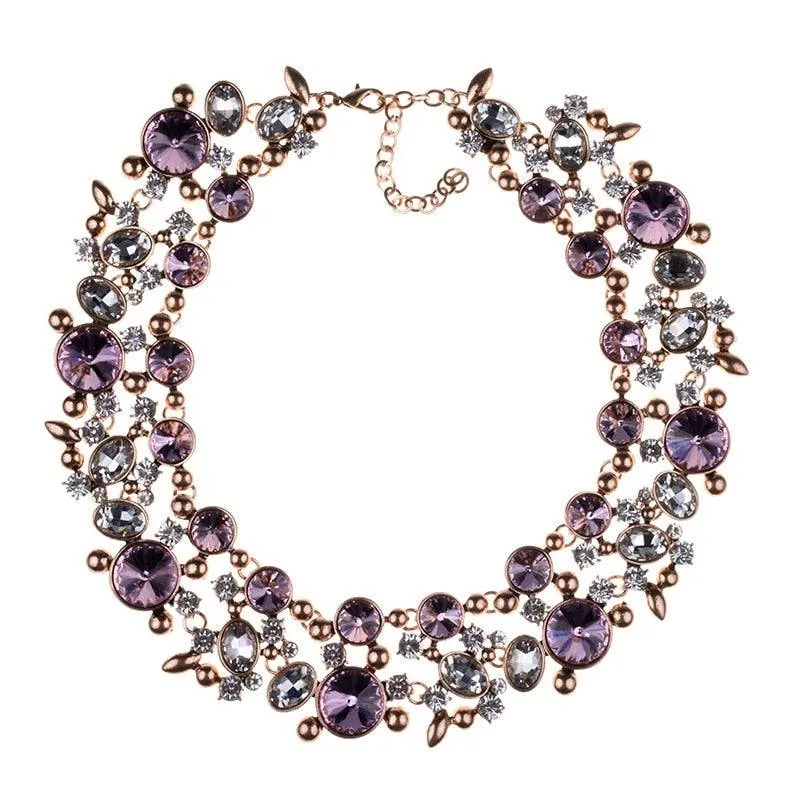 Indian Large Collar Chokar Necklace with Crystal Rhinestone Necklace for Women