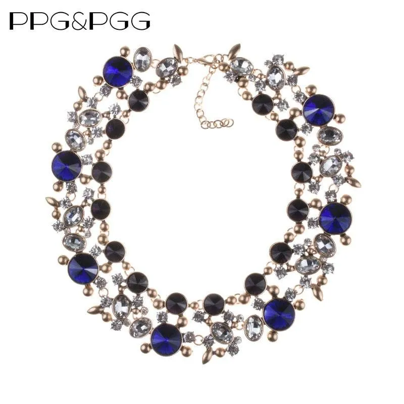 Indian Large Collar Chokar Necklace with Crystal Rhinestone Necklace for Women