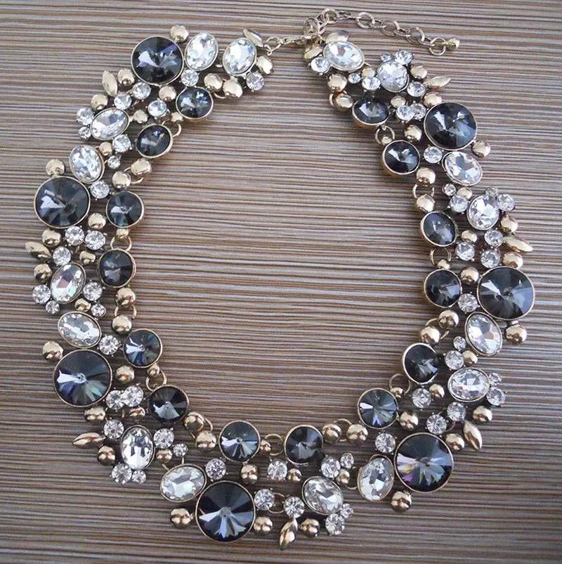 Indian Large Collar Chokar Necklace with Crystal Rhinestone Necklace for Women