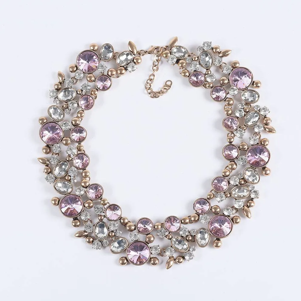 Indian Large Collar Chokar Necklace with Crystal Rhinestone Necklace for Women