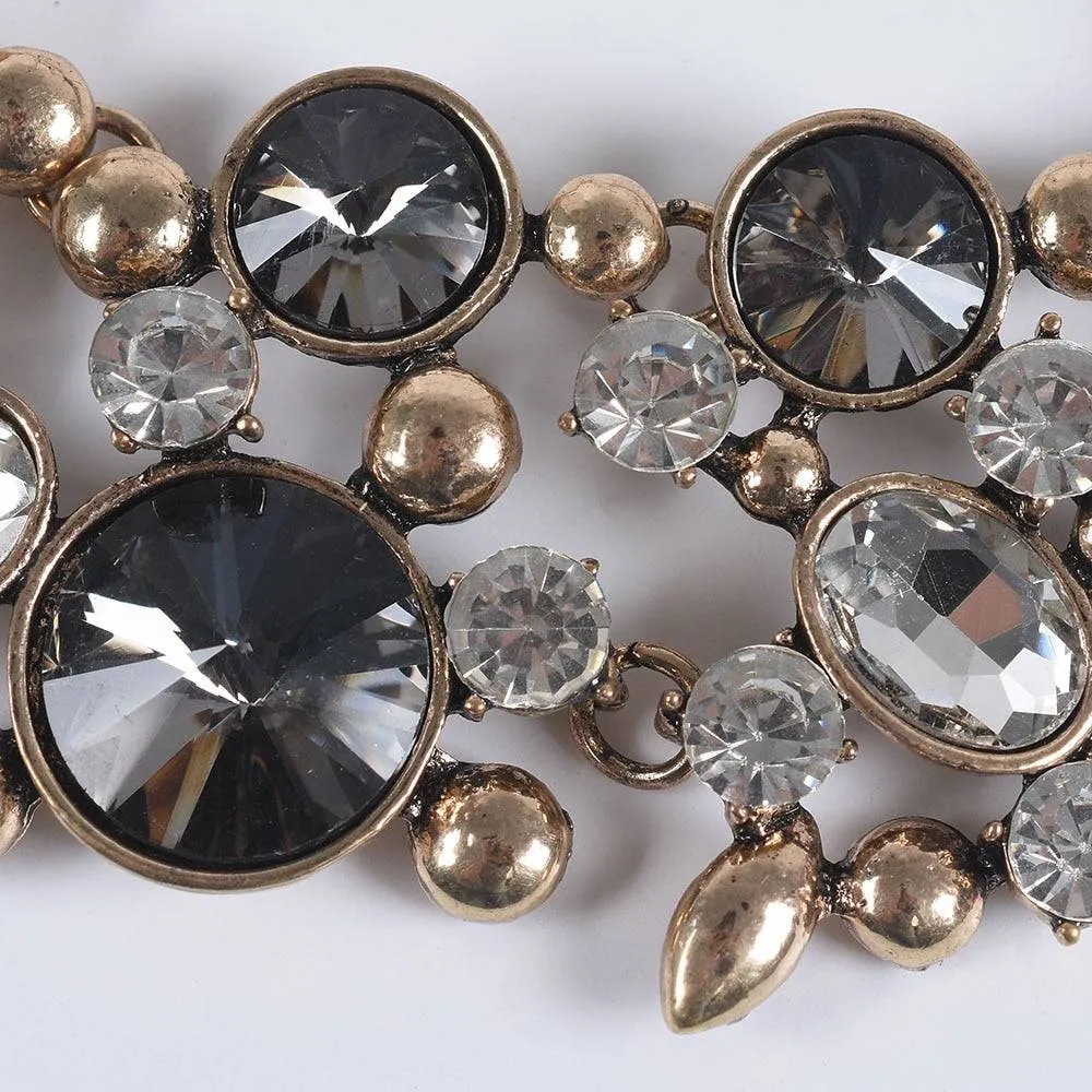 Indian Large Collar Chokar Necklace with Crystal Rhinestone Necklace for Women