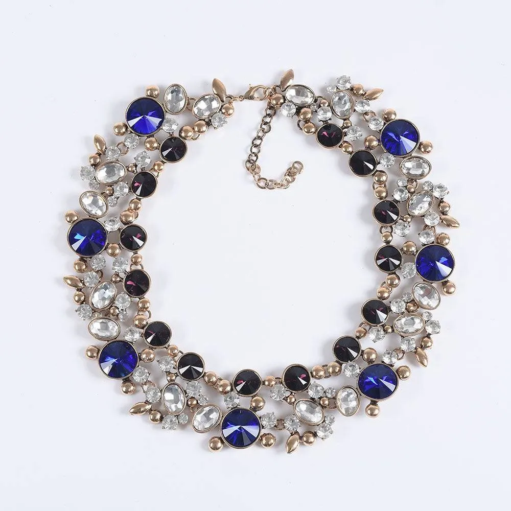 Indian Large Collar Chokar Necklace with Crystal Rhinestone Necklace for Women