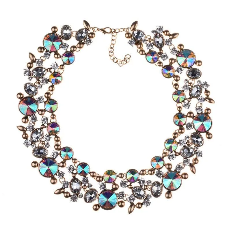 Indian Large Collar Chokar Necklace with Crystal Rhinestone Necklace for Women