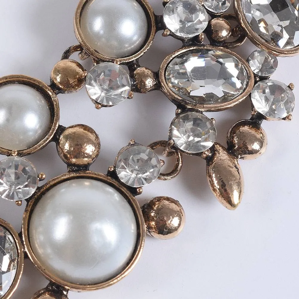 Indian Large Collar Chokar Necklace with Crystal Rhinestone Necklace for Women