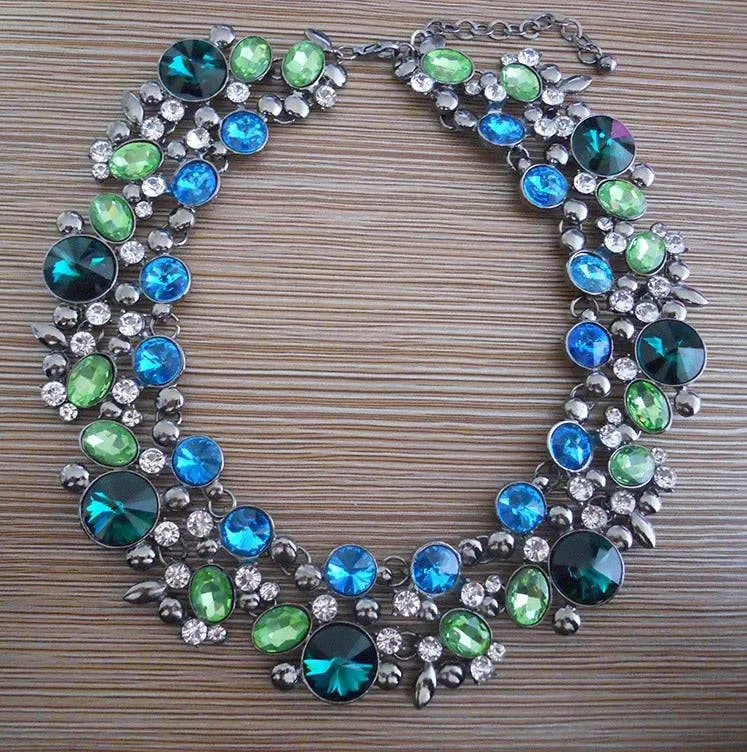 Indian Large Collar Chokar Necklace with Crystal Rhinestone Necklace for Women