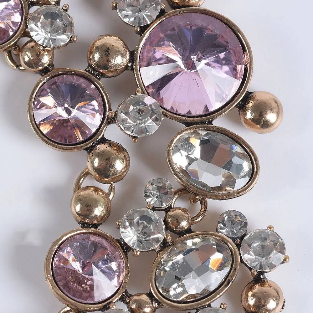 Indian Large Collar Chokar Necklace with Crystal Rhinestone Necklace for Women