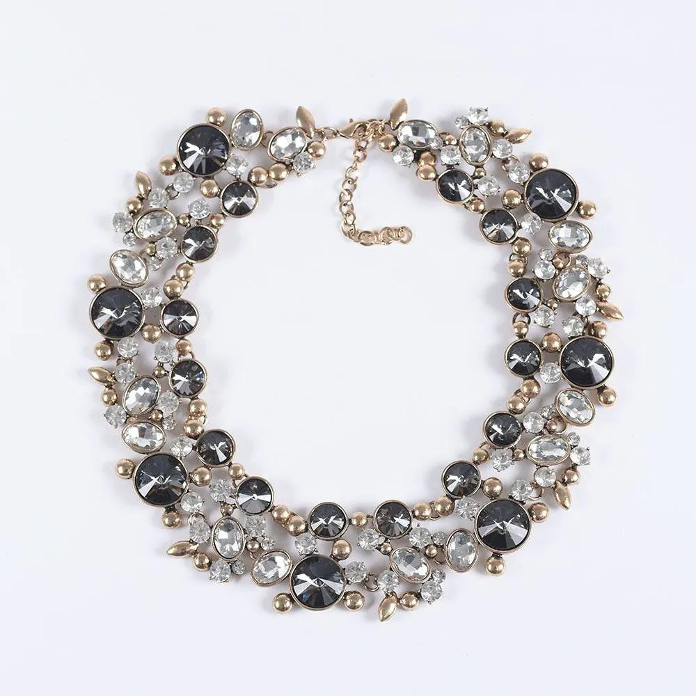 Indian Large Collar Chokar Necklace with Crystal Rhinestone Necklace for Women