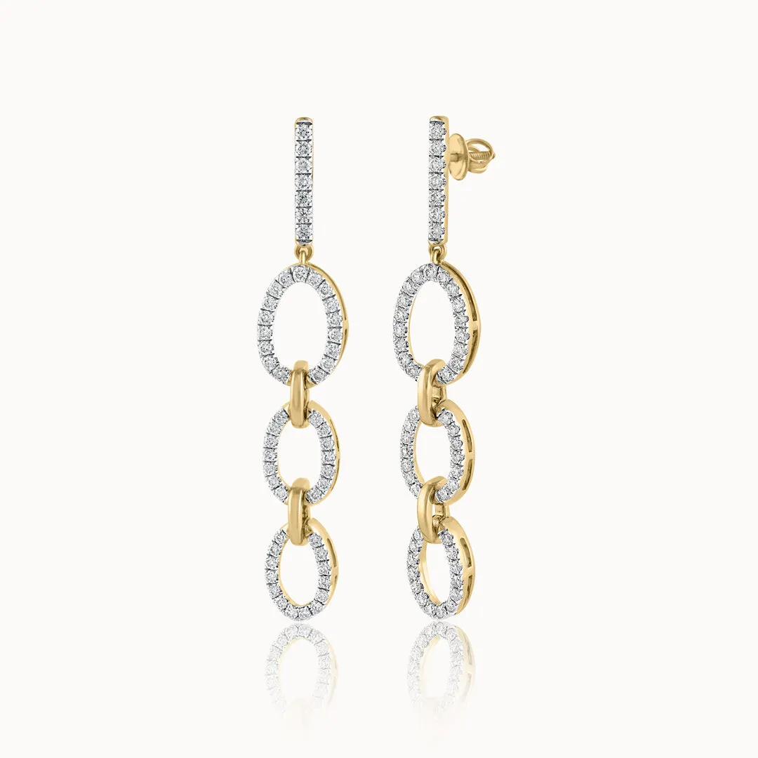 Interlinked Oval Drop Earrings