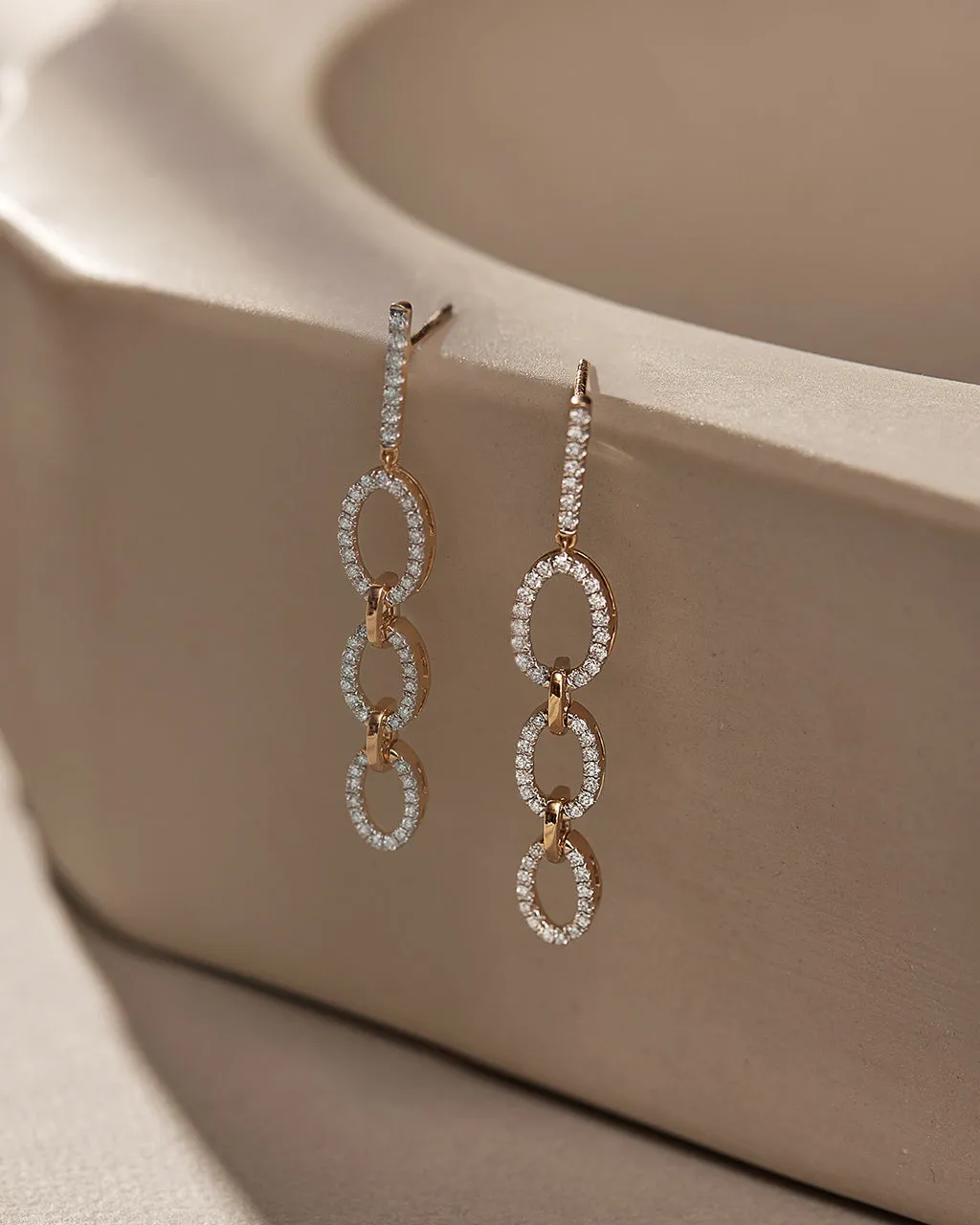 Interlinked Oval Drop Earrings