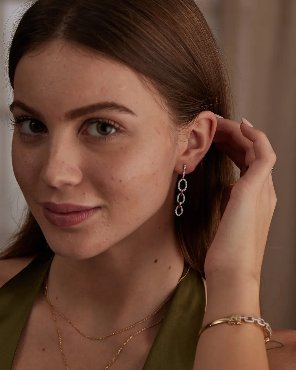 Interlinked Oval Drop Earrings