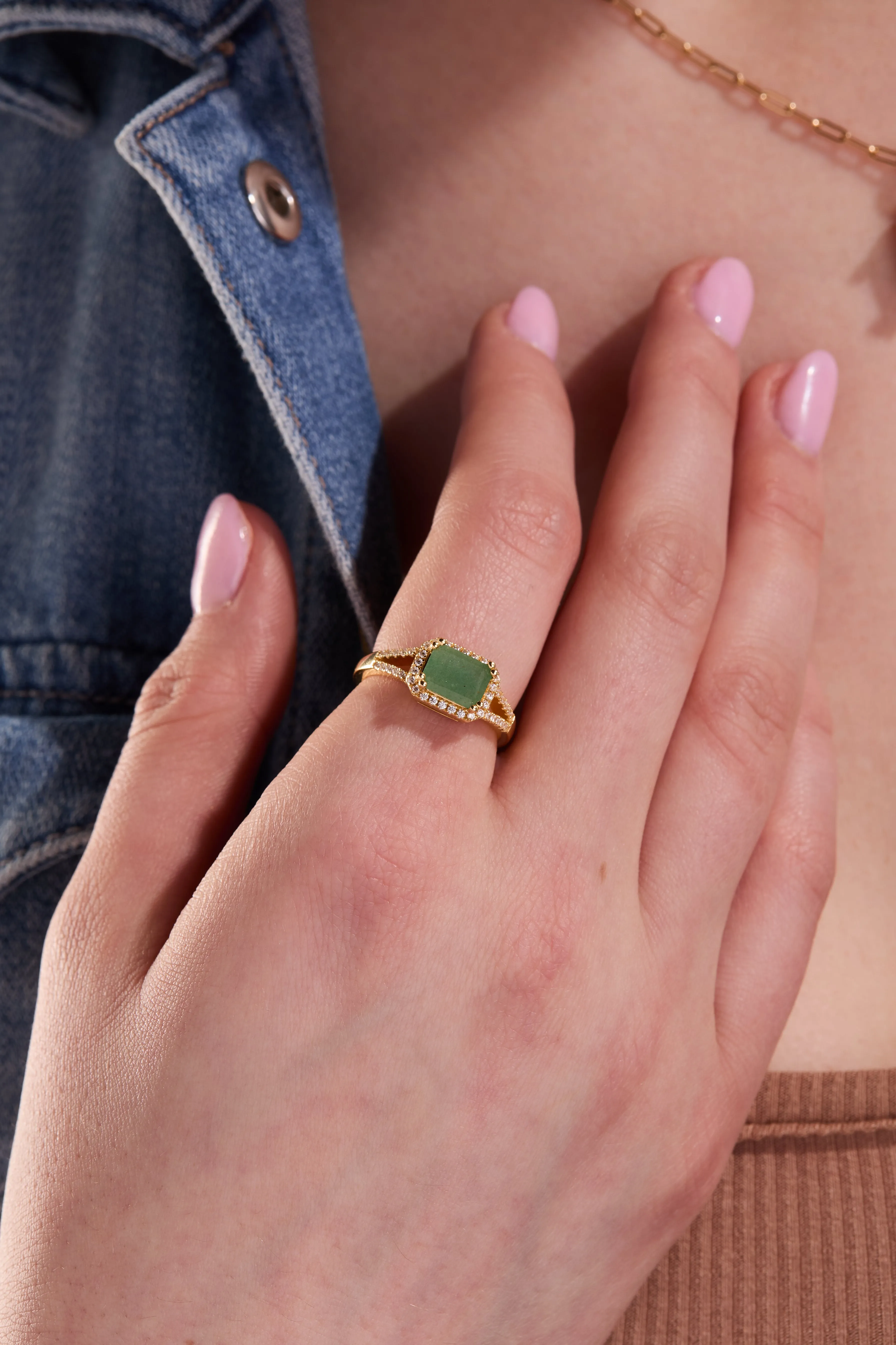 Jade Timeless Gold Adjustable Ring W.