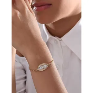 Kaj Fine Jewellery Medium Marquise Evil Eye Diamond inlay Chain Bracelet in 14KT Yellow Gold
