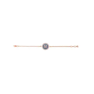 Kaj Fine Jewellery Personalised Enamel Initial Diamond Chain Bracelet in 14KT Rose Gold