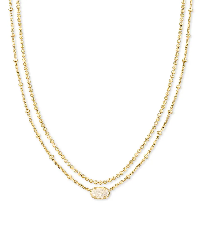 Kendra Scott Emilie Gold Multi Strand Necklace Iridescent Drusy