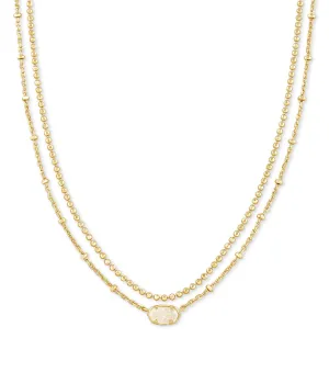 Kendra Scott Emilie Gold Multi Strand Necklace Iridescent Drusy