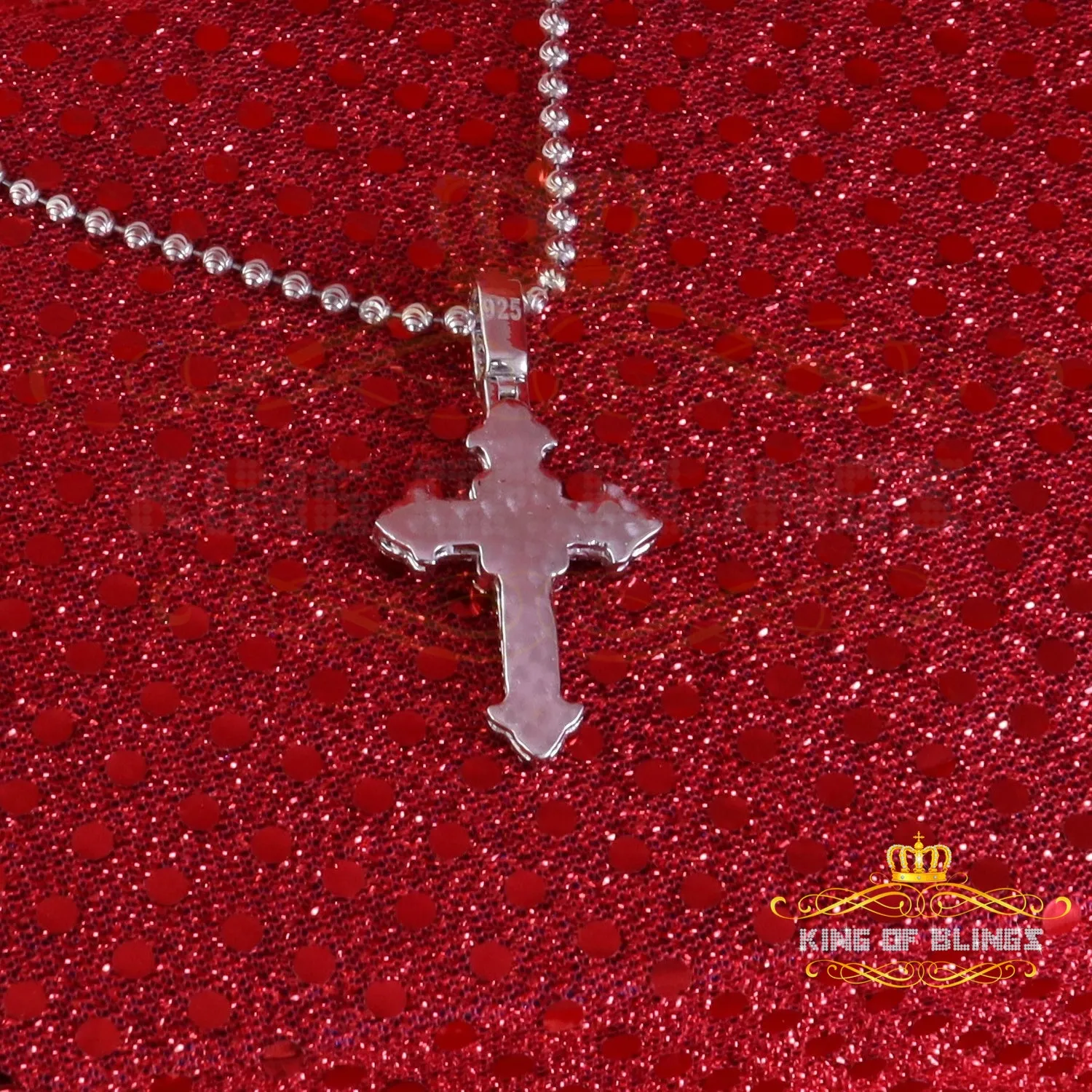 King Of Bling's 925 Sterling white Silver 1.50ct VVS D Clr.Moissanite Cross Pendant Men/ Women.