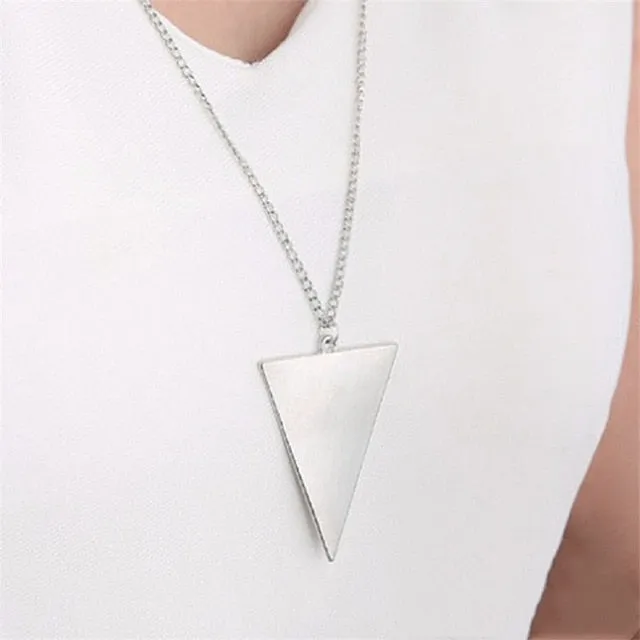 KISS WIFE 2018 Black Gold Silver Jewelry Female Punk Triangle Simple Retro Long Sweater Chain Necklace A Direct Sale