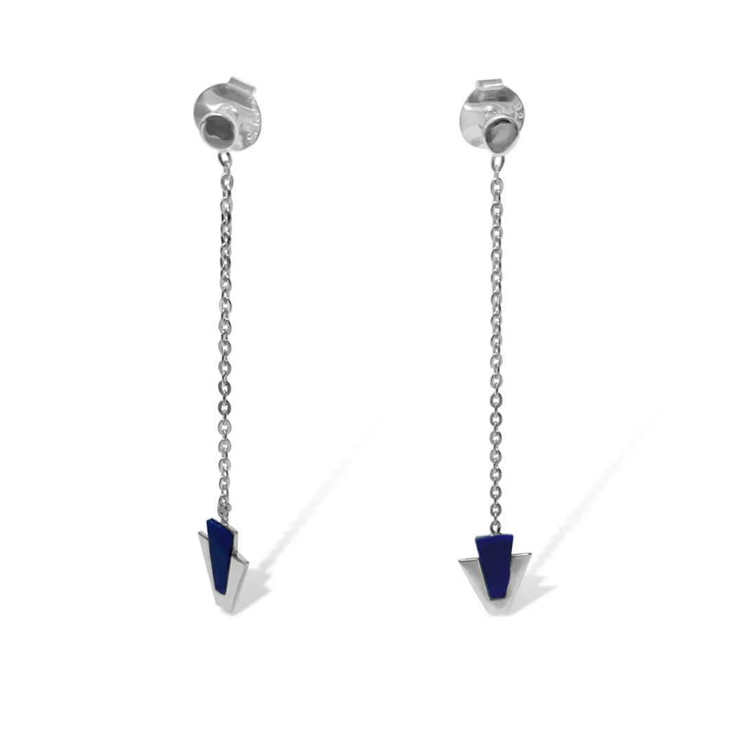 La Stèle Lapis Arrow Earrings