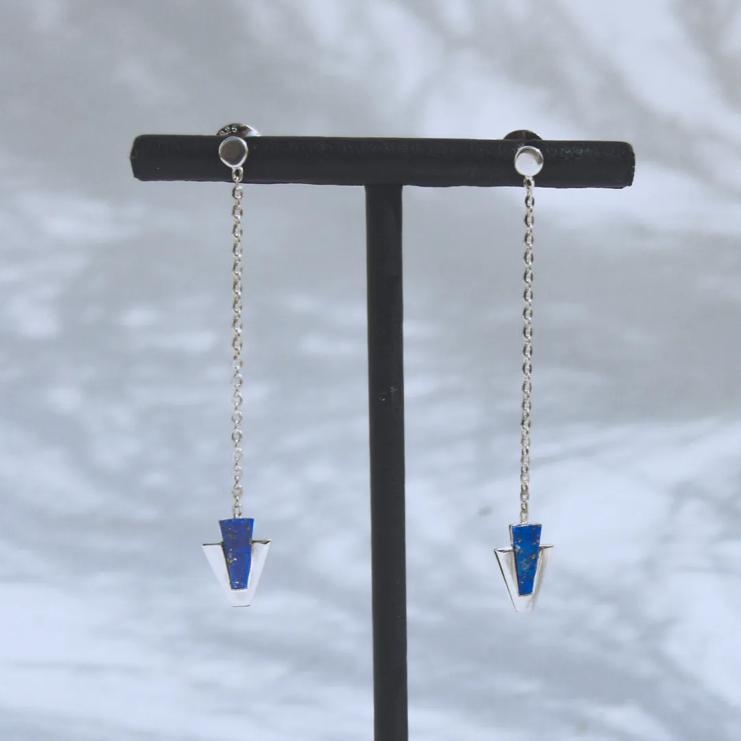 La Stèle Lapis Arrow Earrings