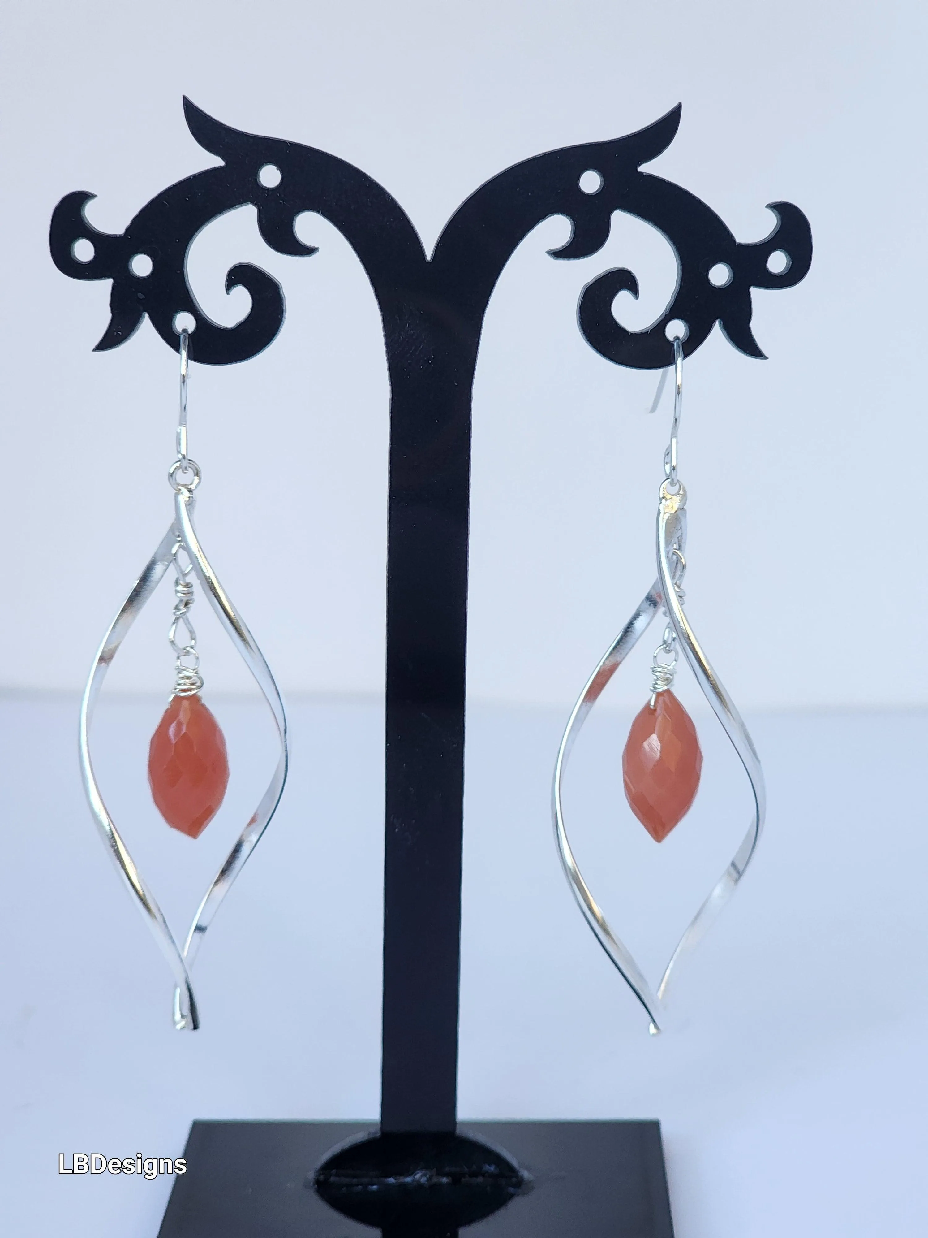 Large gemstone twist earrings